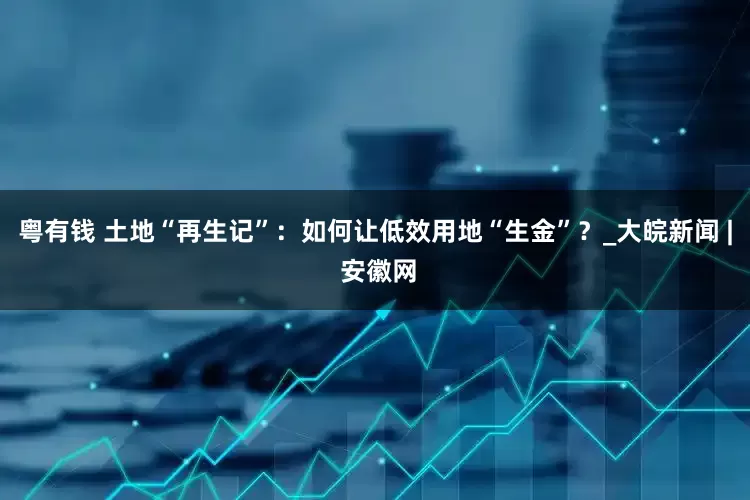 粤有钱 土地“再生记”：如何让低效用地“生金”？_大皖新闻 | 安徽网